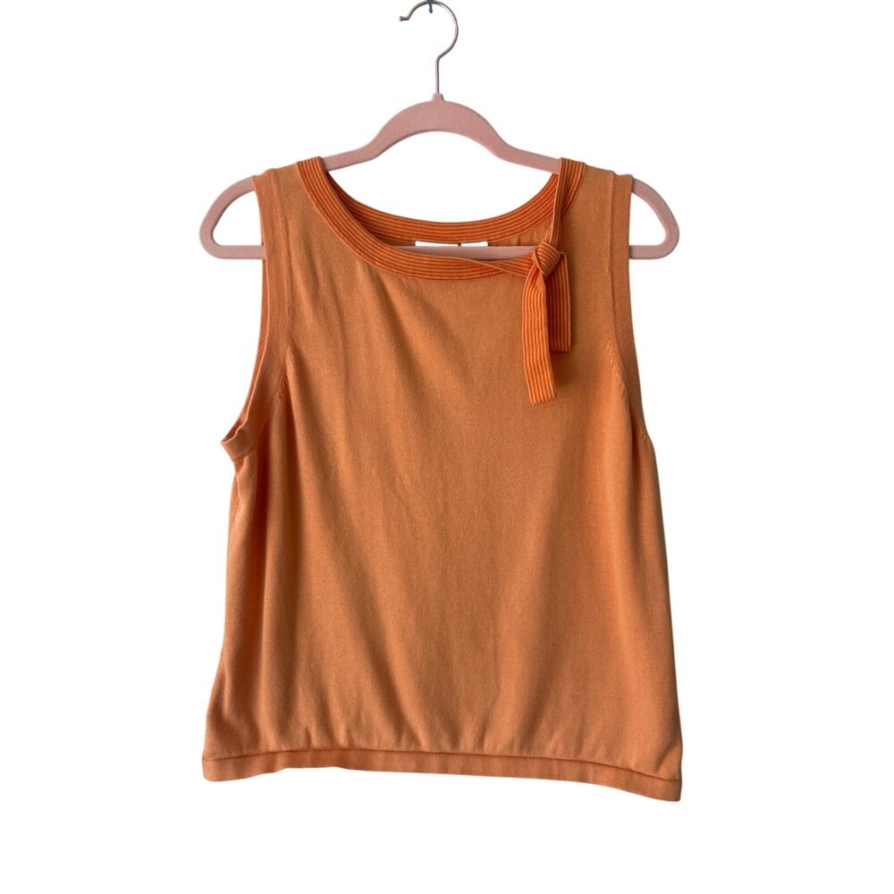 Fieldgear Orange Striped Collar 100% Cotton Sleeveless Sweater XL